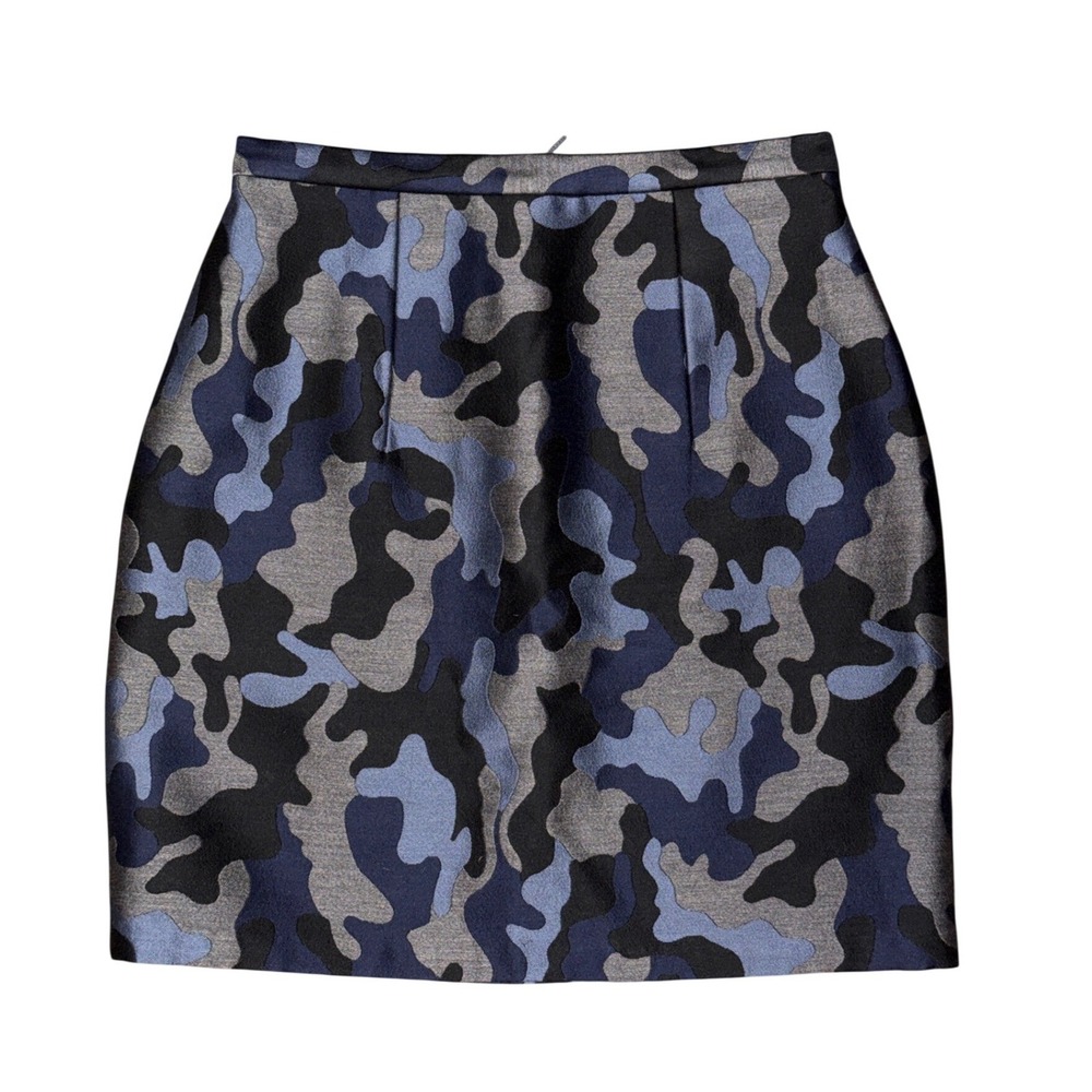 Christopher Kane Camo Silk Jacquard Mini Skirt Quiet Luxury Career Office Siren